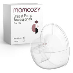 Momcozy M5 milk bowl in use for comfortable milk collection during pumping.