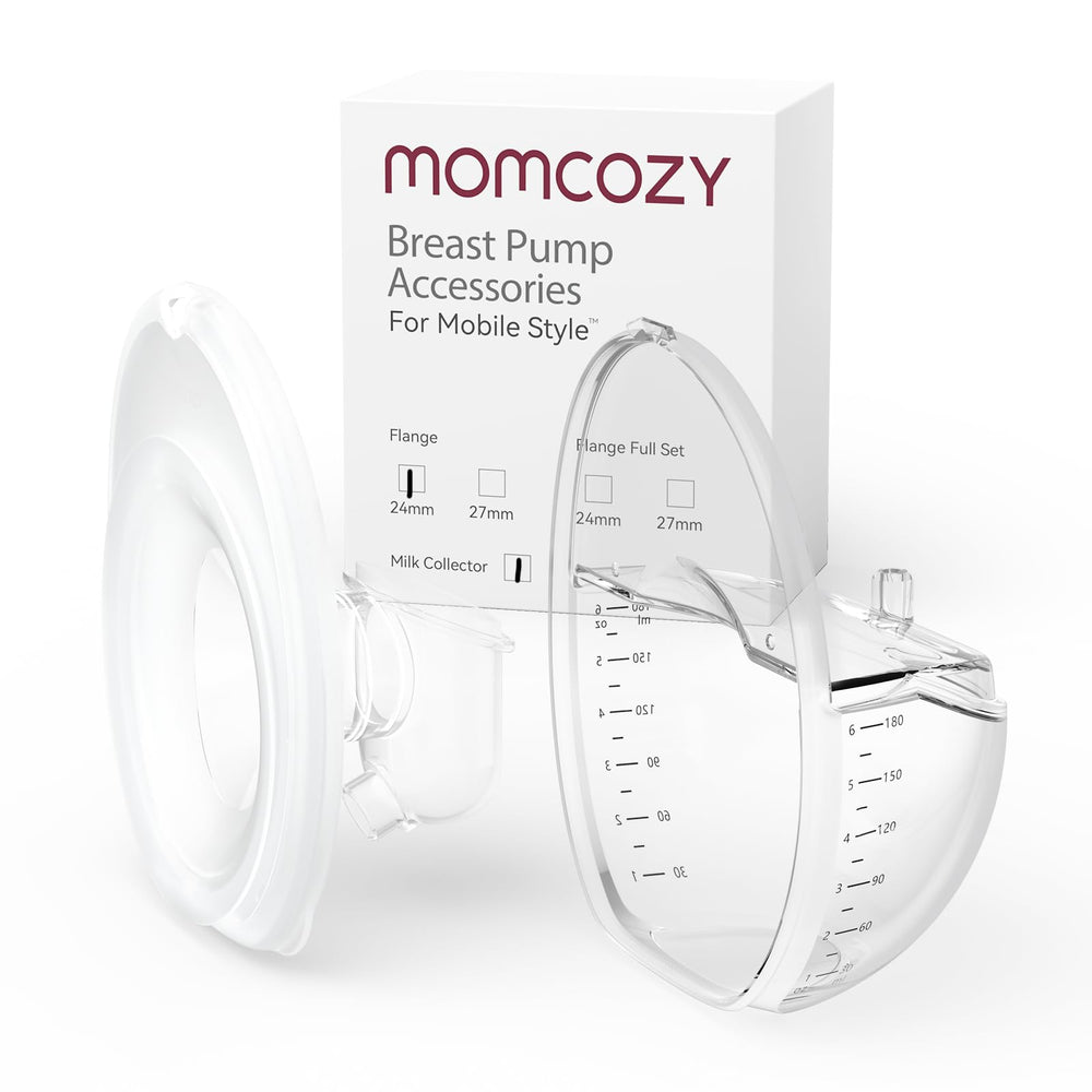 Momcozy M6 24mm flange close-up shows comfortable seal.
