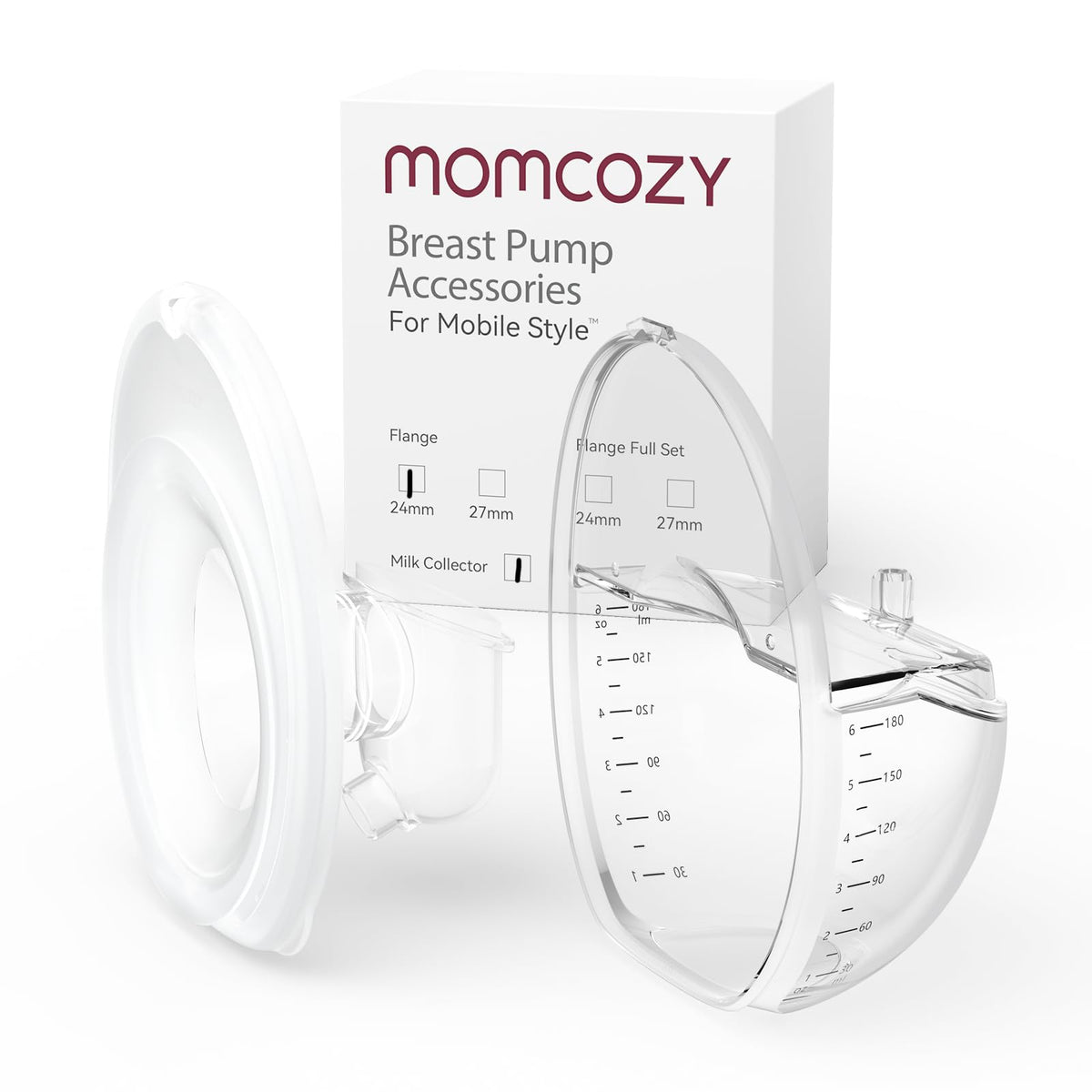 Momcozy M6 24mm flange close-up shows comfortable seal.