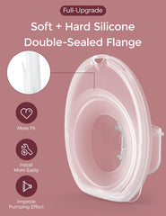 Momcozy M6 milk collector in translucent design for monitoring milk flow.