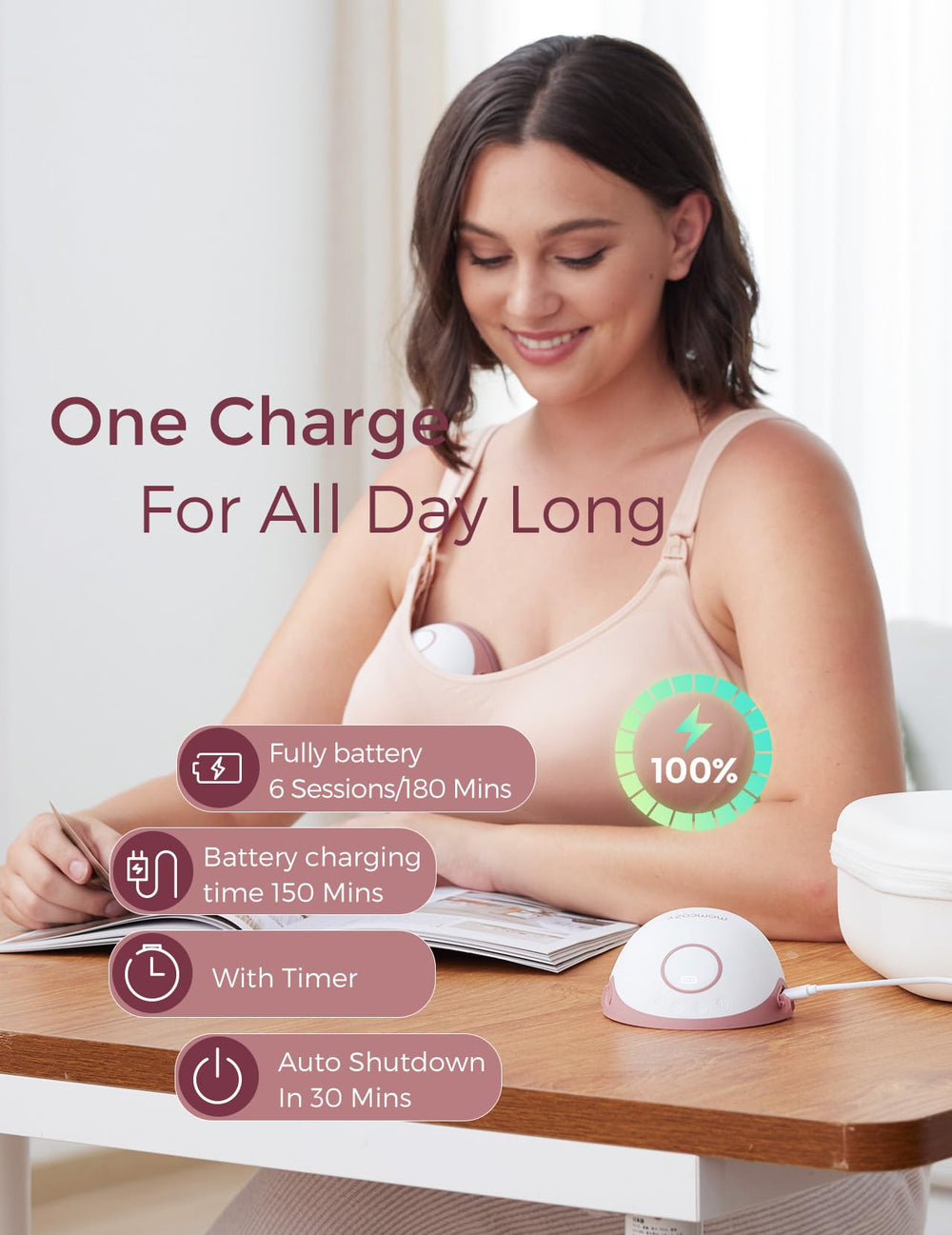 Momcozy M6 stand-up milk bowl aids easy milk transfer and reduces spills