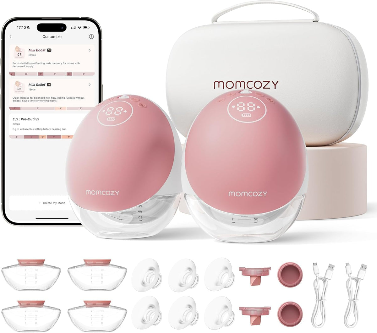 Momcozy M9 wearable pump in-bra for hands-free pumping and privacy.
