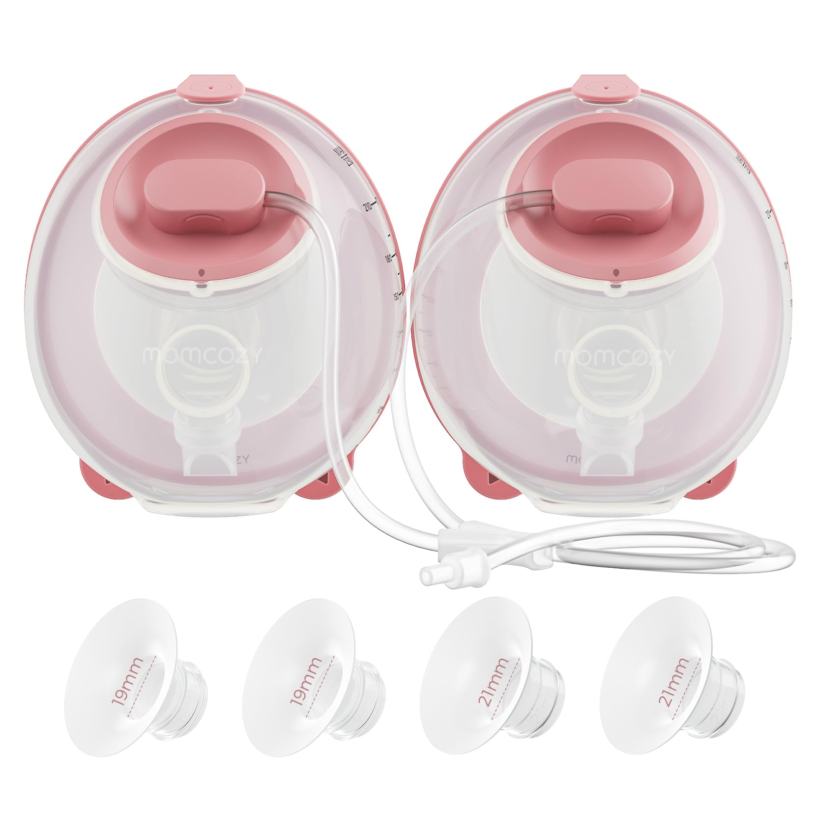 Momcozy Milk Collection Cup Assembly fits V1/V2 Pro pumps for hands-free milk collection.