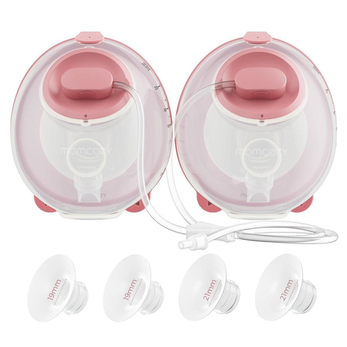 Momcozy Milk Collection Cup Assembly fits V1/V2 Pro pumps for hands-free milk collection.