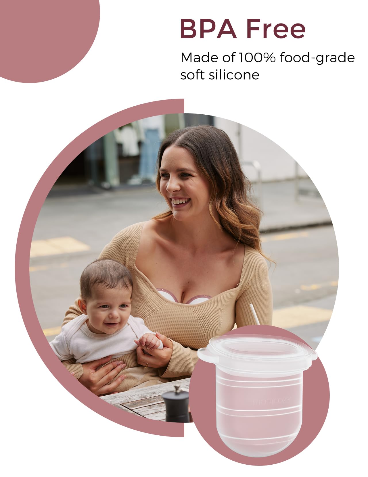 Momcozy M6 diaphragm seal detail showing snug silicone seal to prevent leakage.