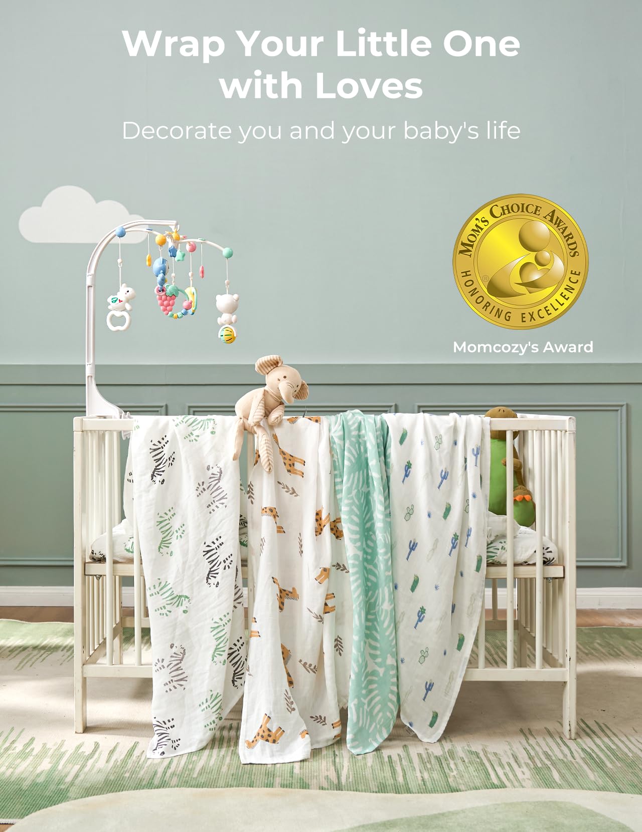 Momcozy Best Wishes swaddle Gift-ready, perfect newborn present for parents and baby.