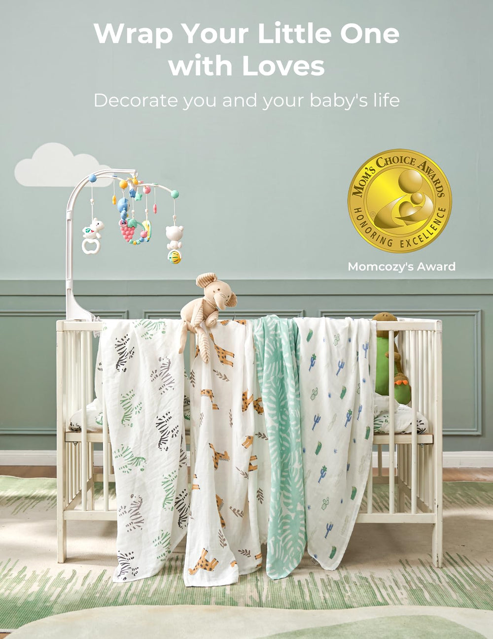 Momcozy Best Wishes swaddle Gift-ready, perfect newborn present for parents and baby.