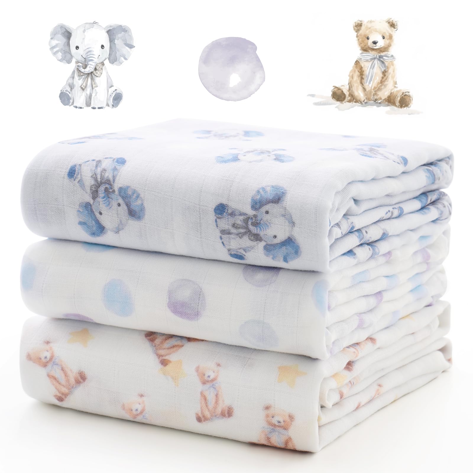 Momcozy Best Wishes Swaddle blanket, soft-texture for gentle newborn comfort.