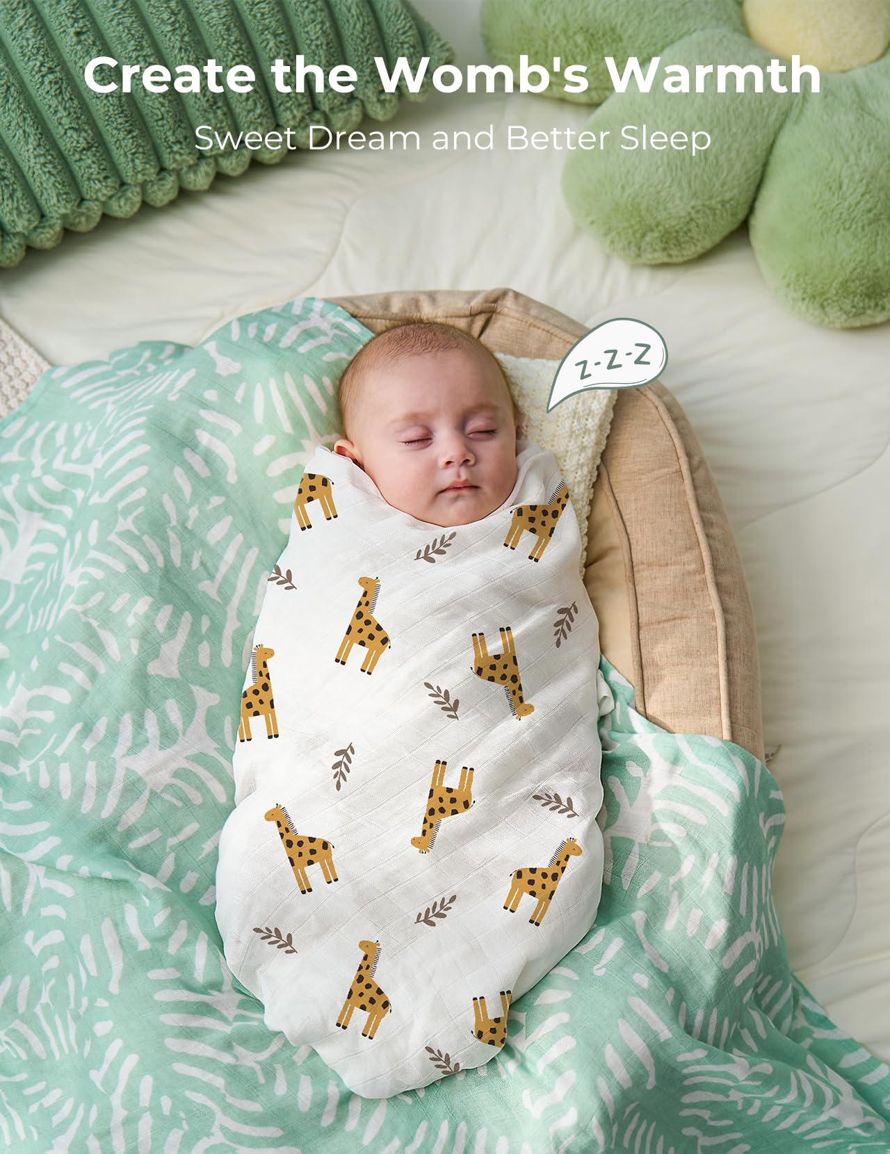 Momcozy muslin swaddle soft texture, plush surface ideal for newborn comfort and soothing skin.