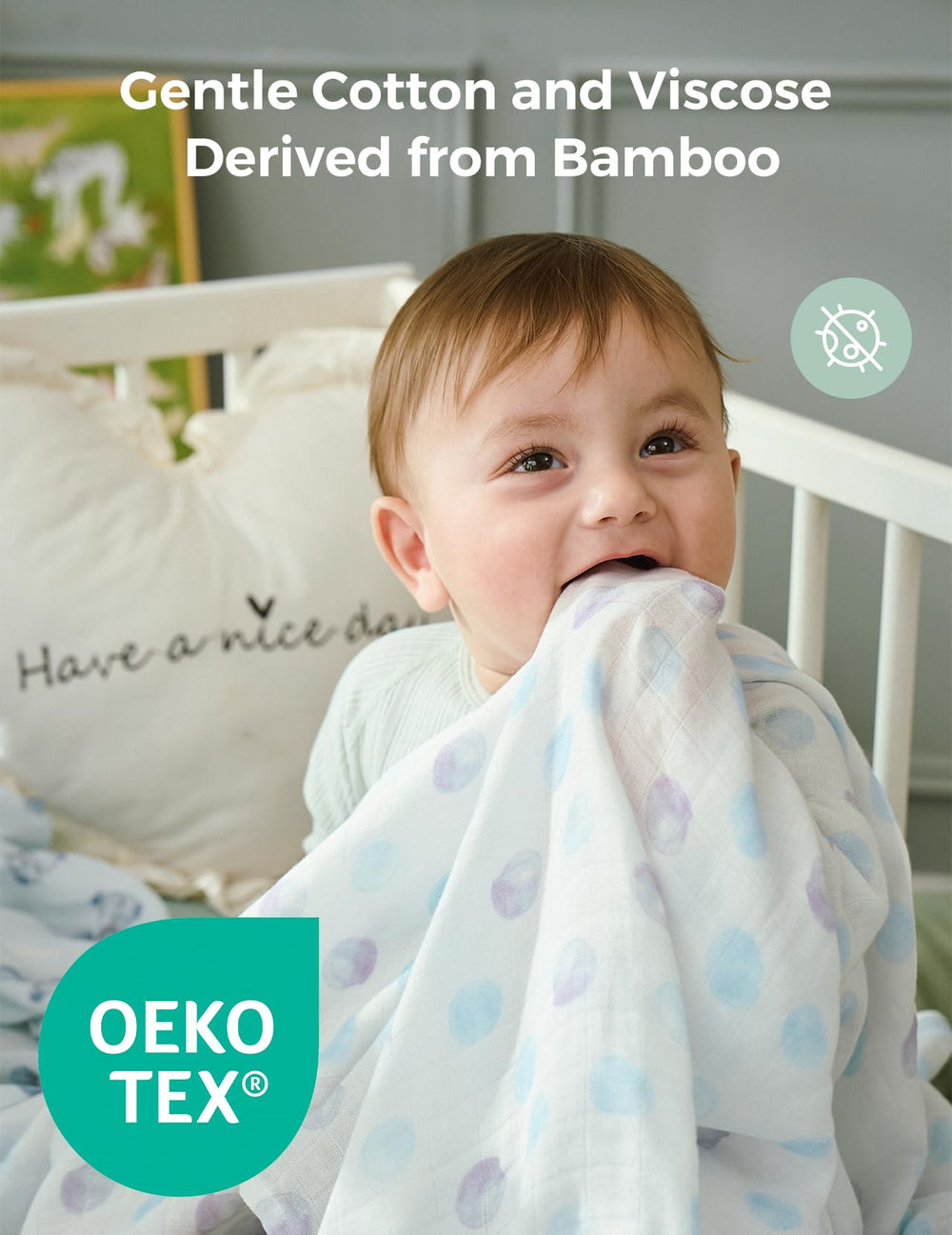 Momcozy Best Wishes Swaddle blanket unisex-design suits any nursery.