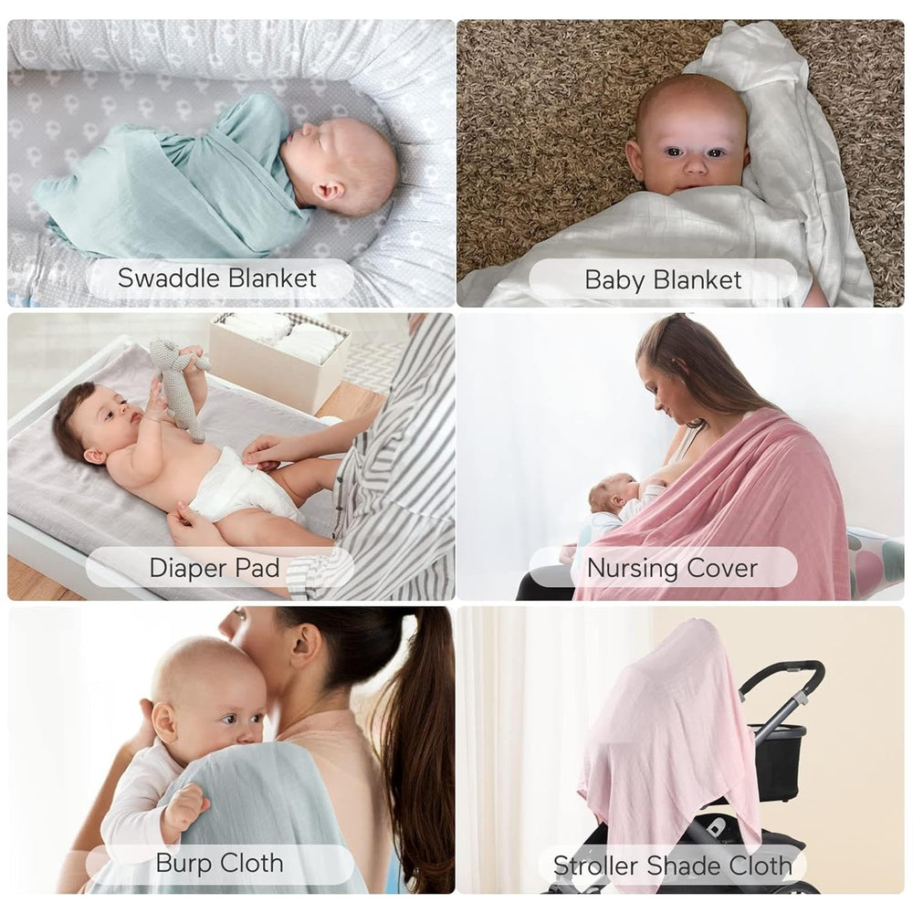 Momcozy muslin blanket in solid colors highlighting modern unisex style