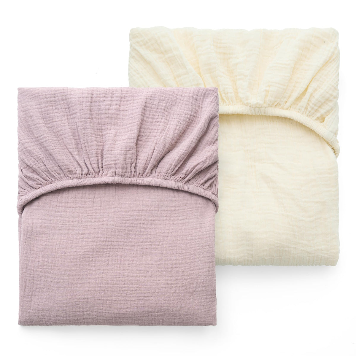 Momcozy muslin crib sheet 2-pack offers soft cotton comfort for gentle baby sleep.