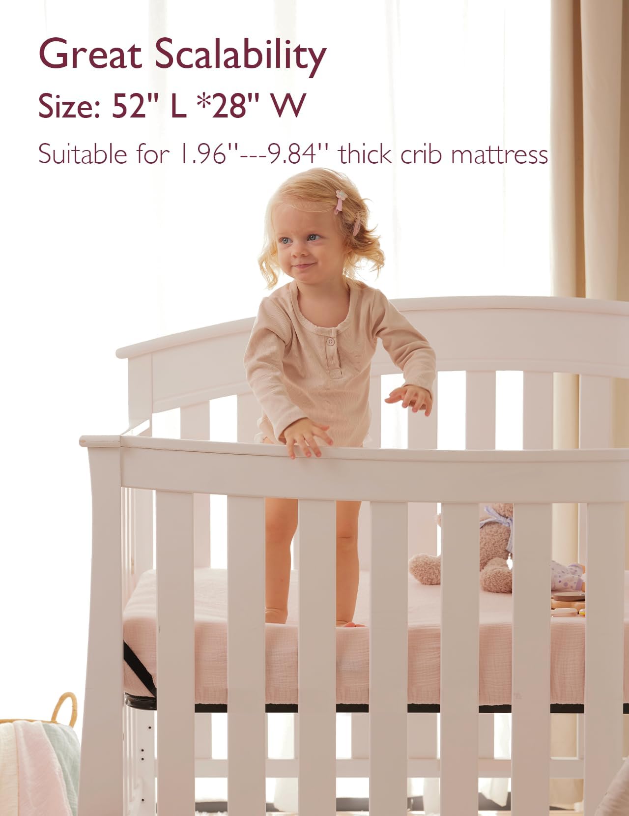Momcozy muslin fitted sheet corner stitching close-up reduces ripping