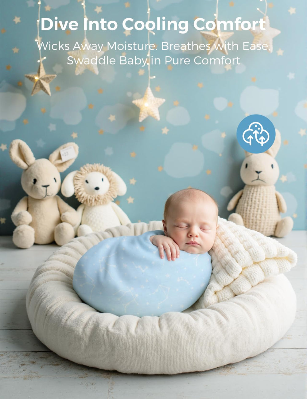 Momcozy swaddle blanket in 47x47 size offers versatile wrap for a growing baby.