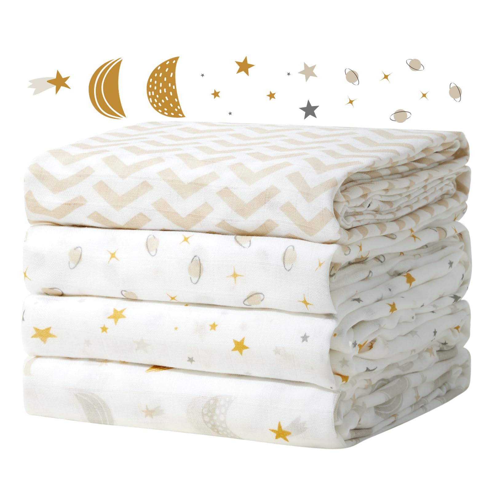Momcozy muslin swaddle blanket soft texture for soothing newborn sleep.