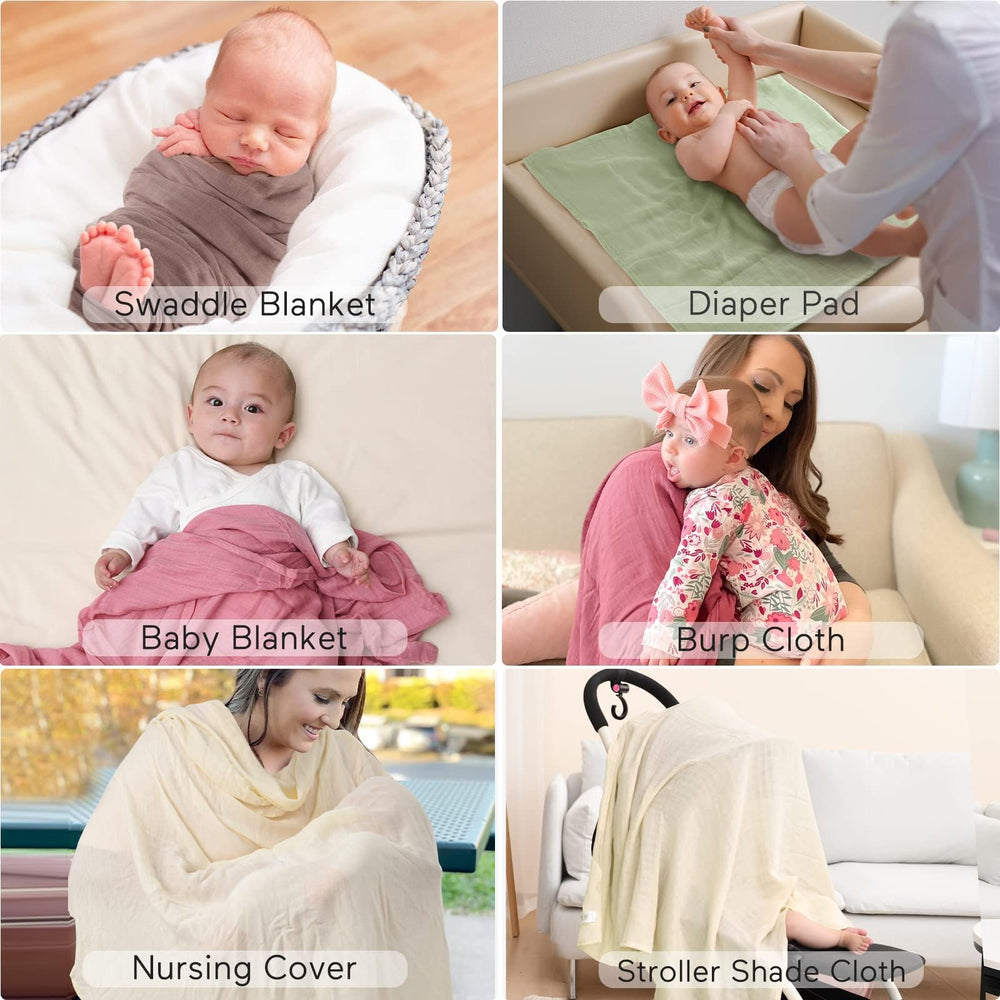 Momcozy Muslin Swaddle Blanket stroller cover for sun protection on walks.