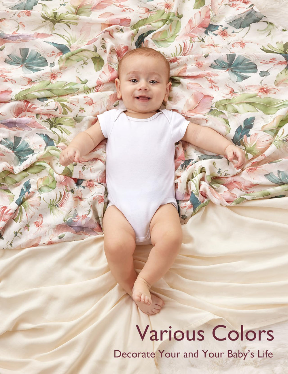 Momcozy swaddle blanket demonstrates different folds for adaptable warmth.