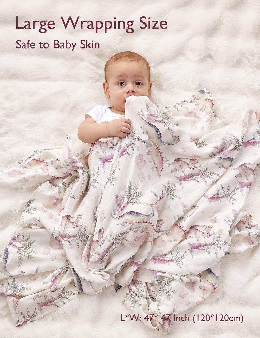 Momcozy muslin swaddle breathable-fabric promotes airflow for comfortable sleep.