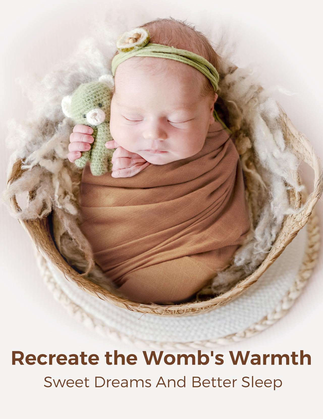 Momcozy muslin swaddle stretchy comfort promotes secure, soothing movement for overnight sleep