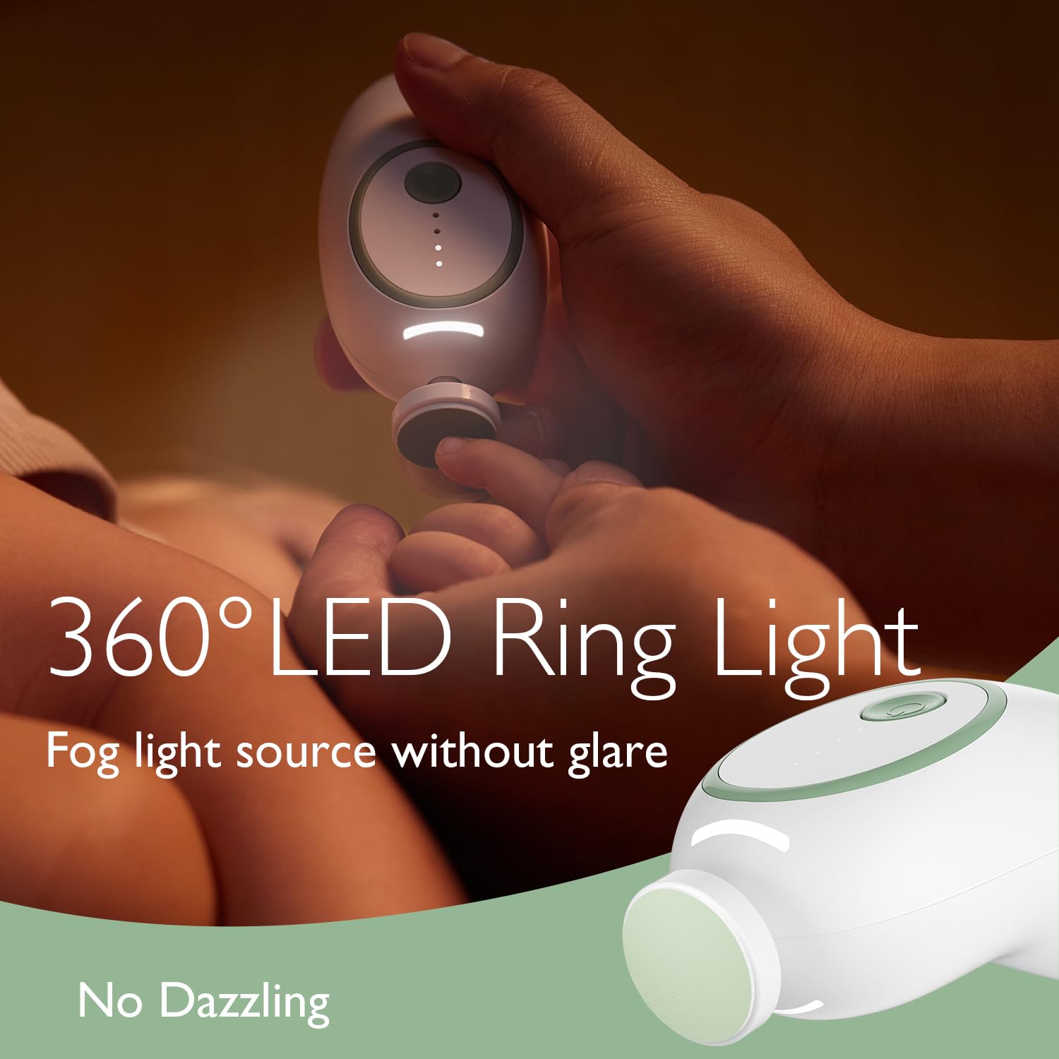 Momcozy Nail Trimmer Night Light provides soft illumination for safe night grooming