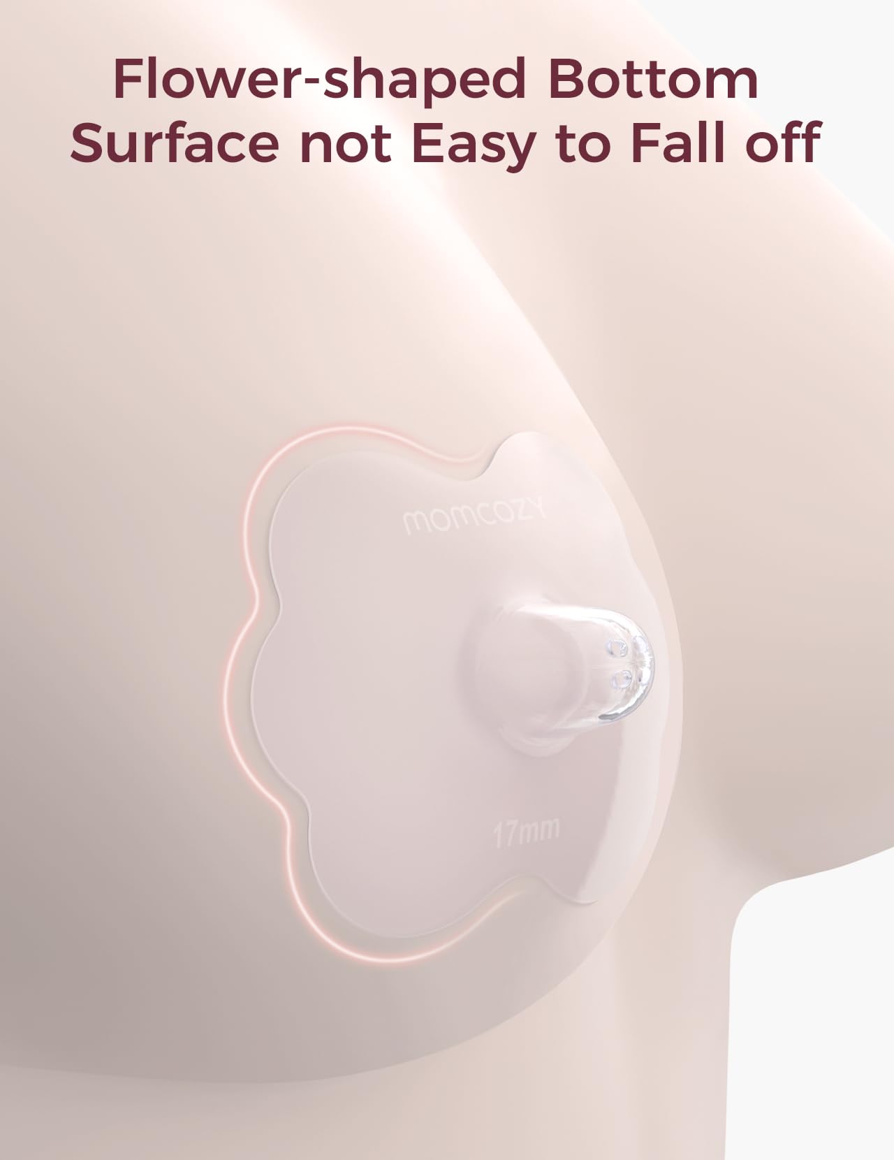 Momcozy nipple shield flat nipple fit supports comfortable latch during feeds.