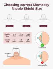 Momcozy nipple shield 20mm size fits snugly for feeding.