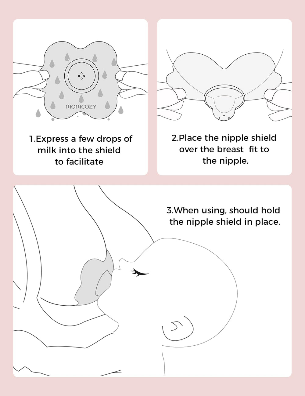 Momcozy soft silicone nipple shield is BPA/BPS-free and easy to clean.