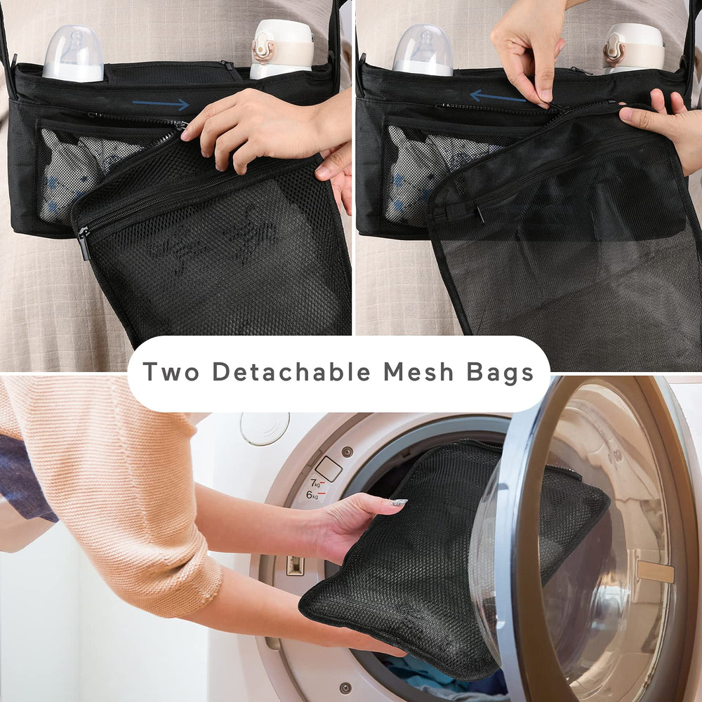 Momcozy universal-fit stroller organizer supports Uppababy and Britax for convenient organization.