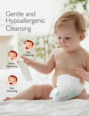 Momcozy nose saline wipes interlocking-pattern enables easy one-wipe dispensing.
