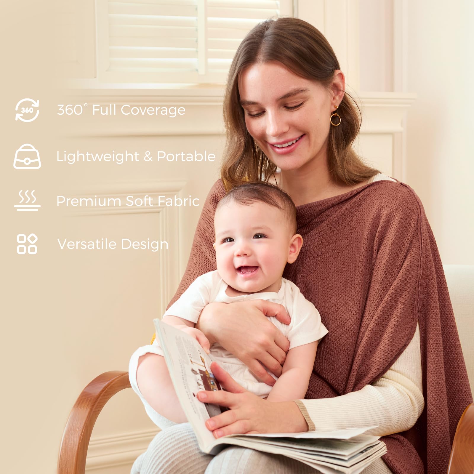 Momcozy nursing cover folded in a diaper bag for travel
