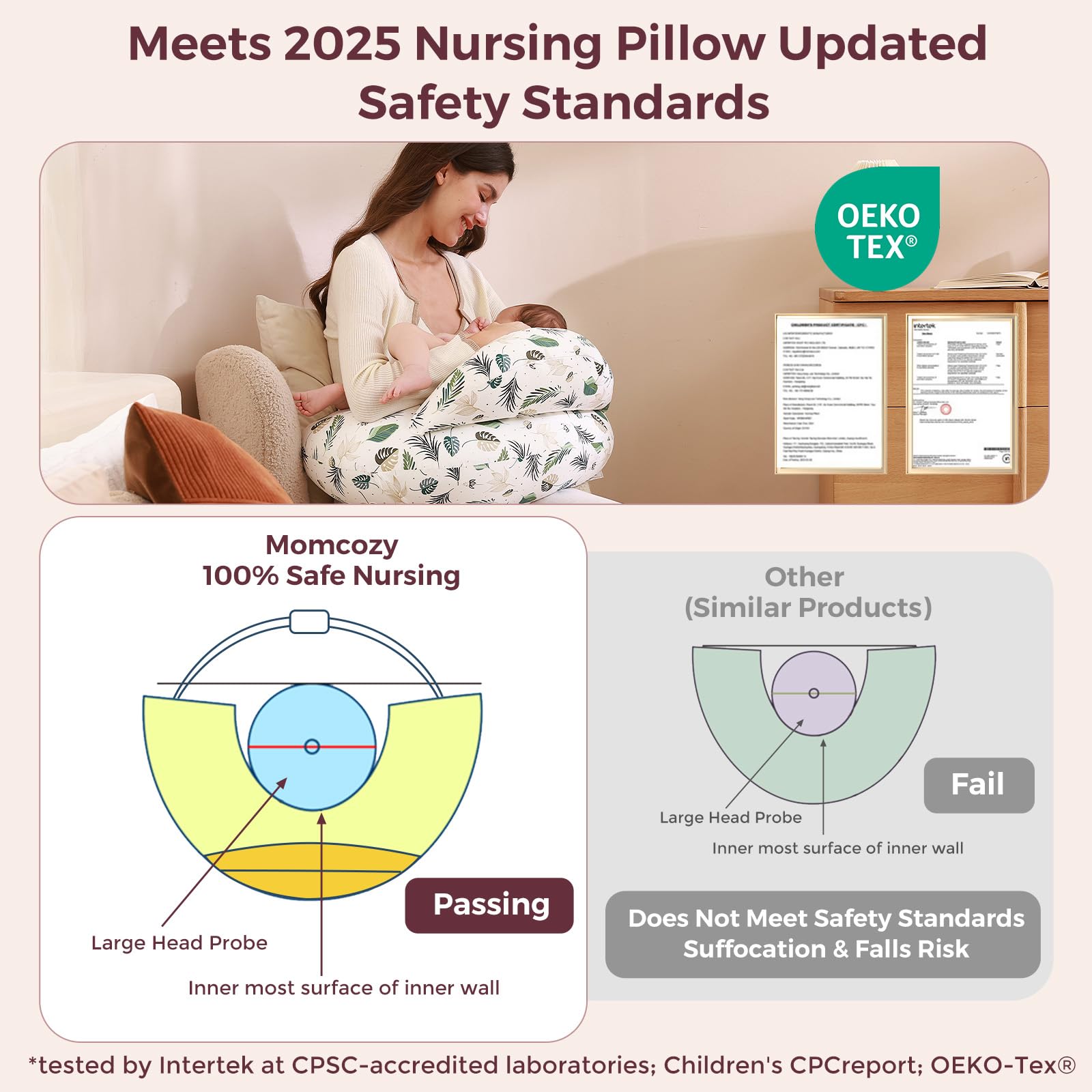 Momcozy nursing pillow multipurpose-use enables feeding, propping, and tummy time.