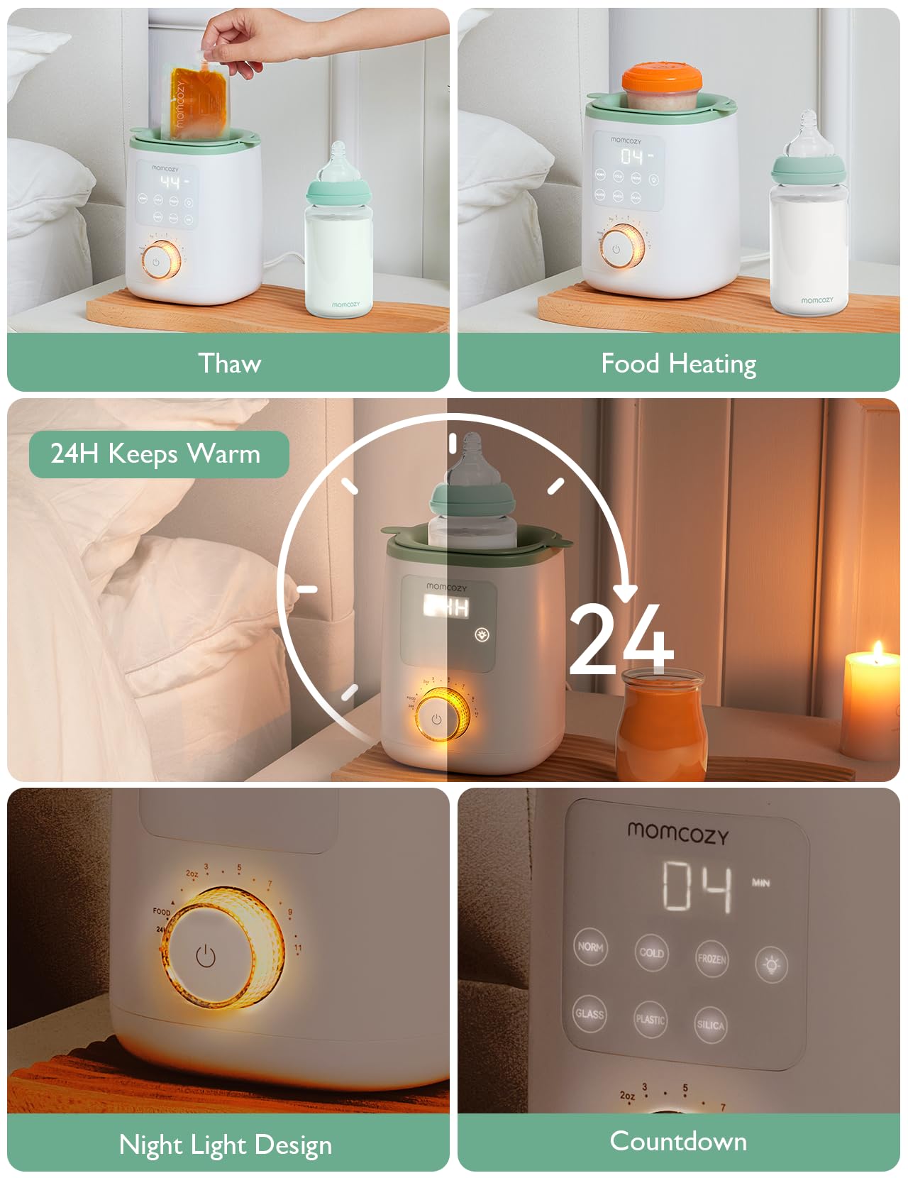 Momcozy Nutri bottle warmer one-step operation via knob