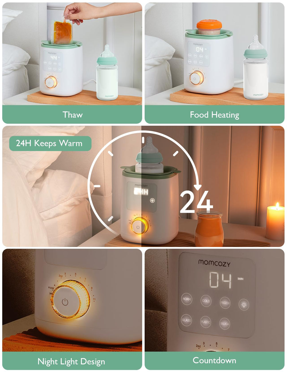 Momcozy Nutri bottle warmer one-step operation via knob