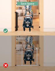 Momcozy one-handed latch operation enables quick passage with a baby in hand.