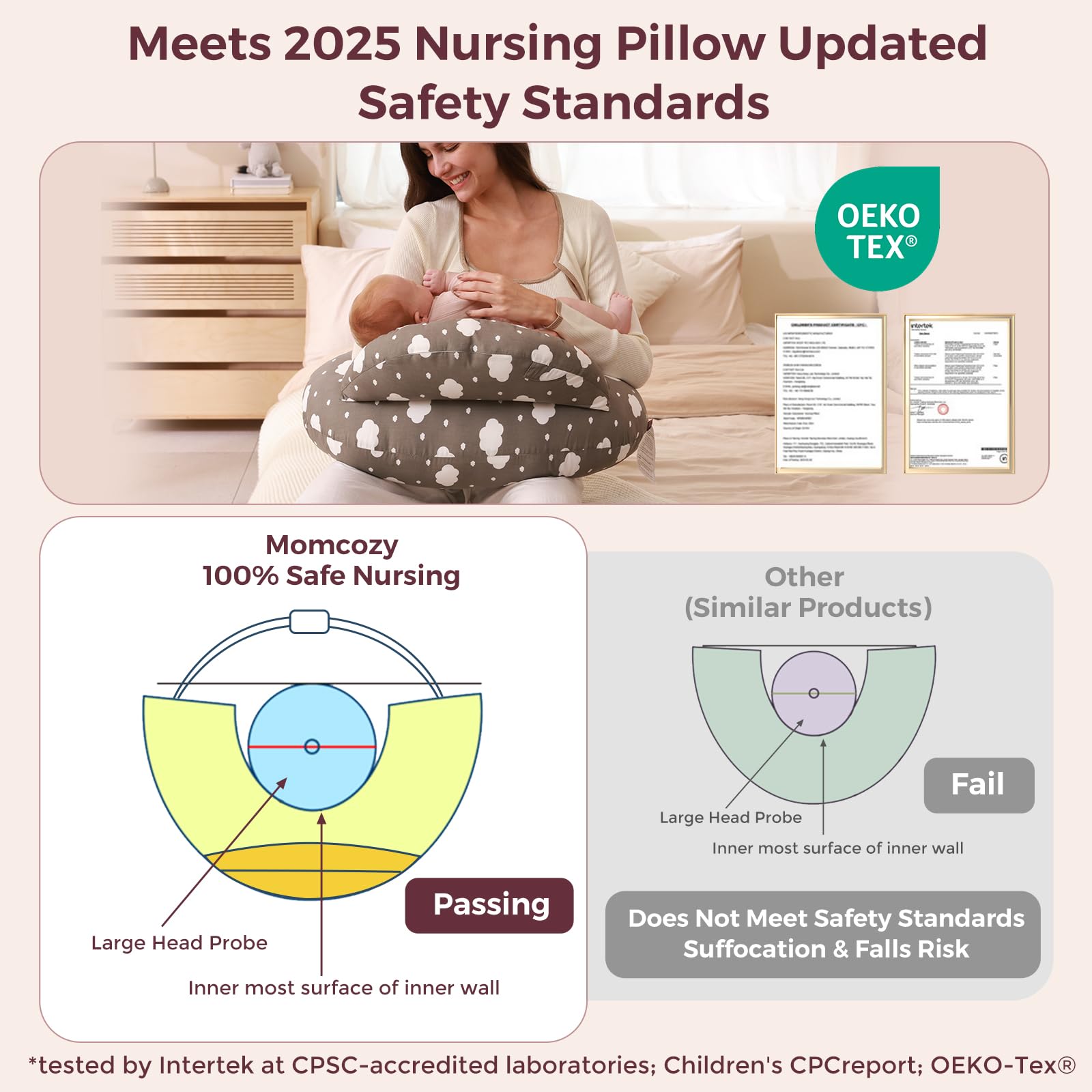 Momcozy Original nursing pillow removable cotton cover for easy cleaning.