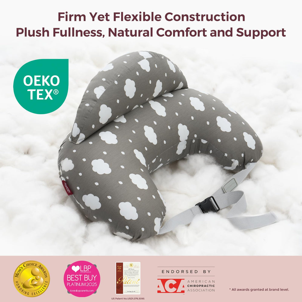 Momcozy Original nursing pillow wide side support for extended arm comfort.