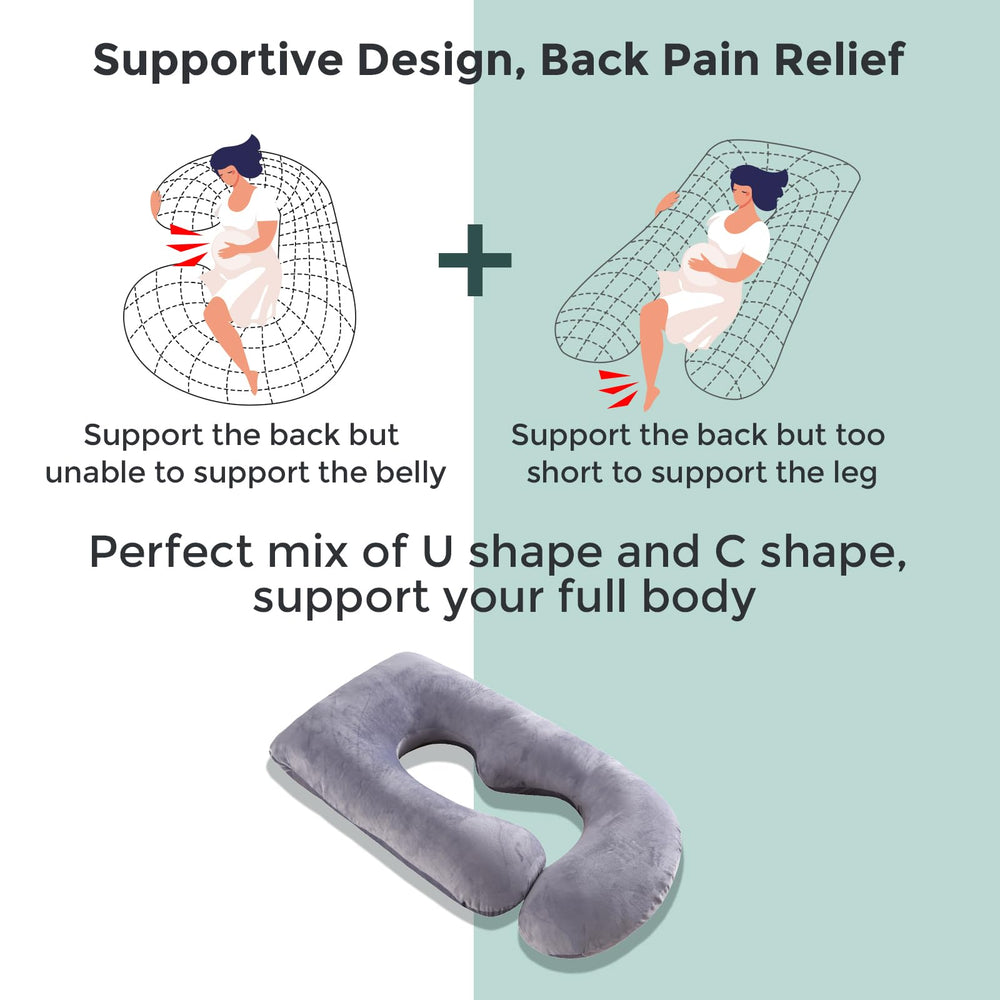 Momcozy pillow in side-sleep pose shows versatile comfort for everyday lounging.
