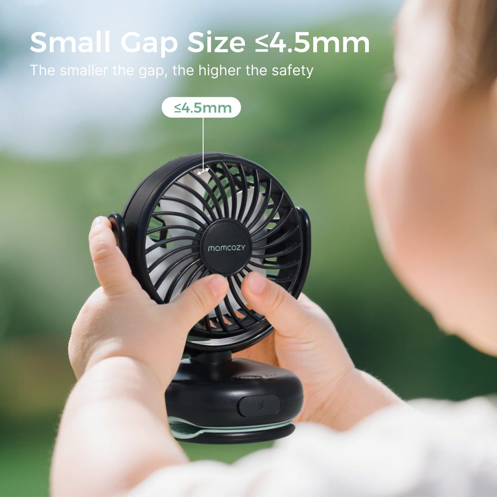 Momcozy 4-speed settings provide adjustable breeze for travel and outings.