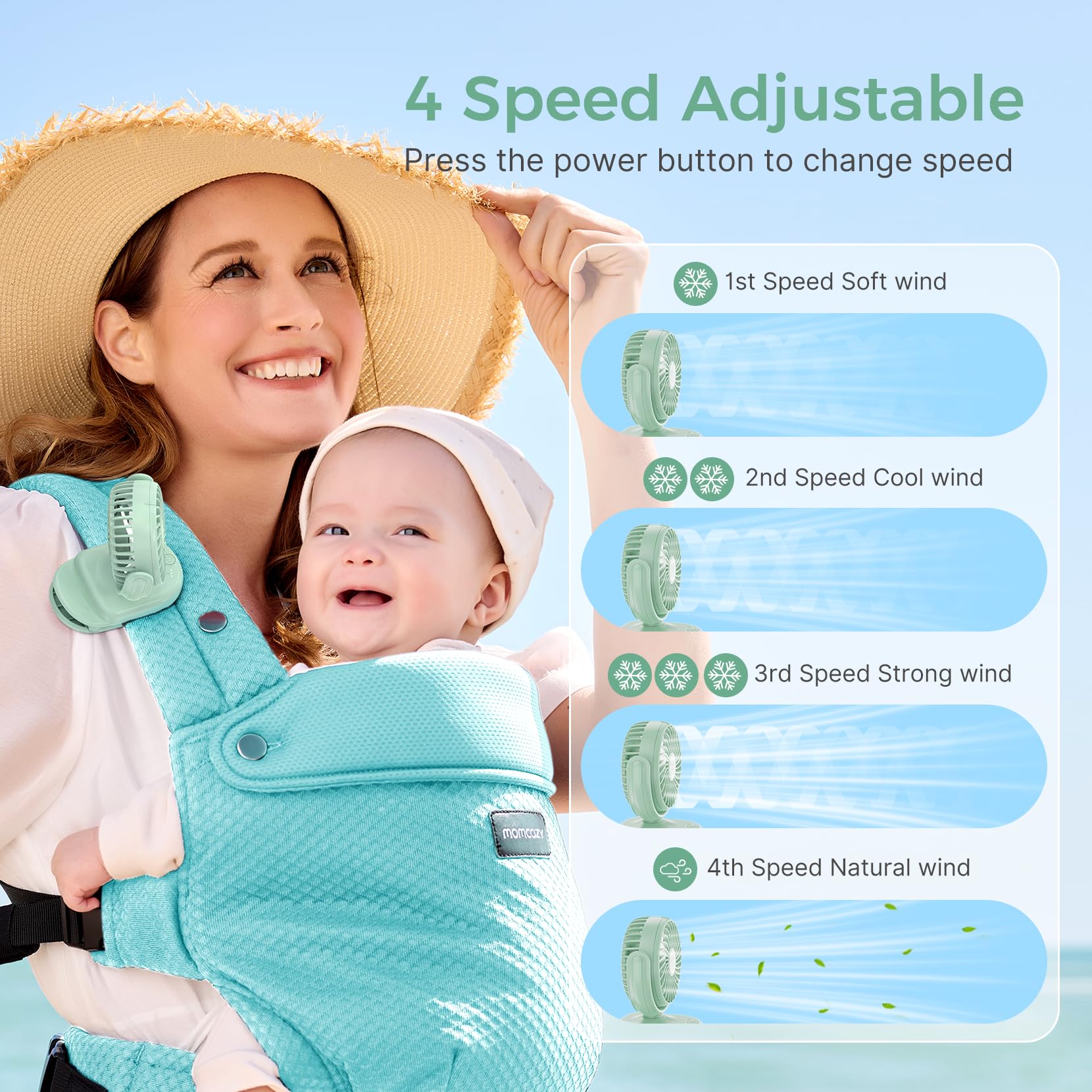 Momcozy clip-attachment view demonstrating versatile mounting options
