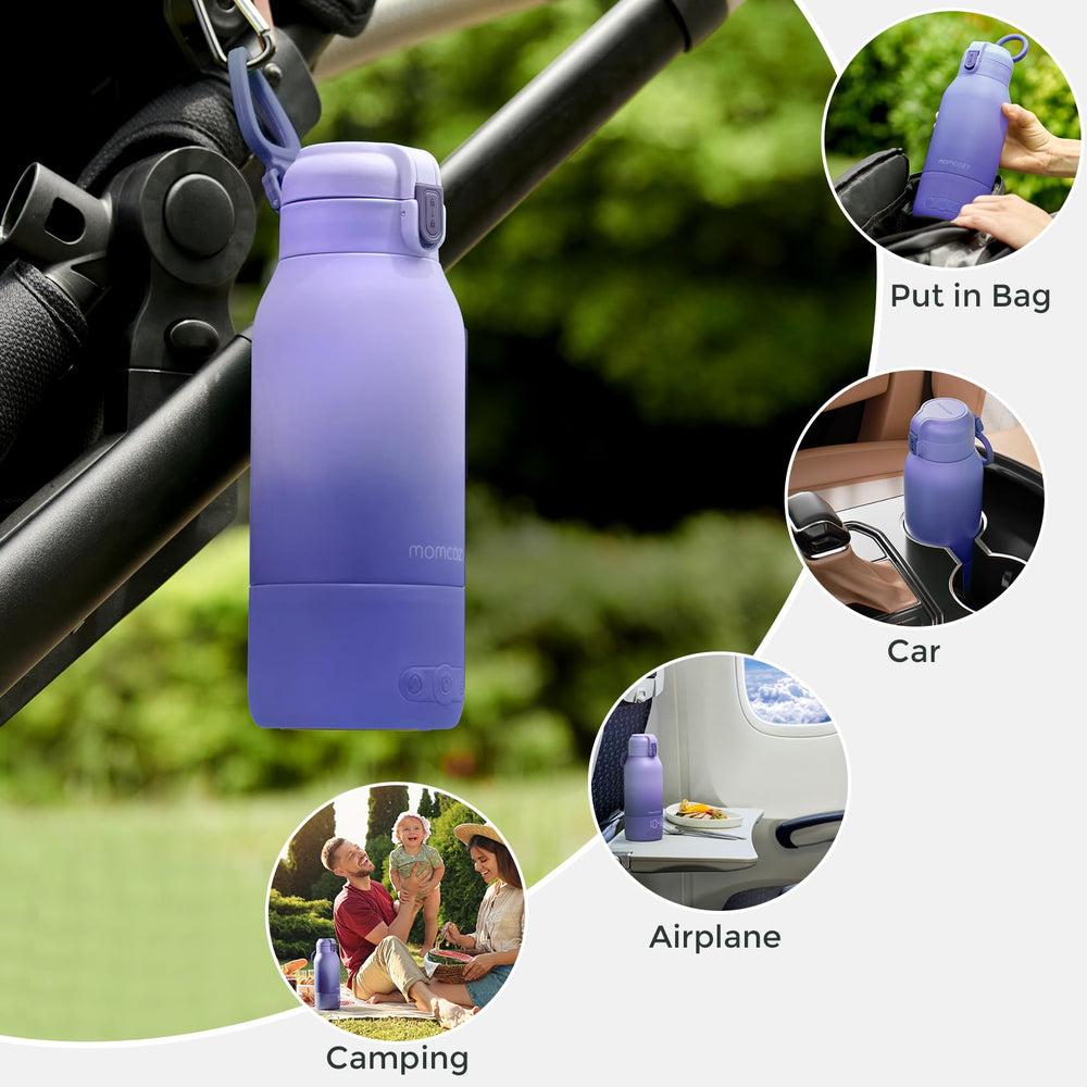 Momcozy fast-charging-1-5h icon indicates long-lasting power for outings.