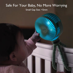 Momcozy stroller fan baby-safe gap keeps little fingers away from blades.