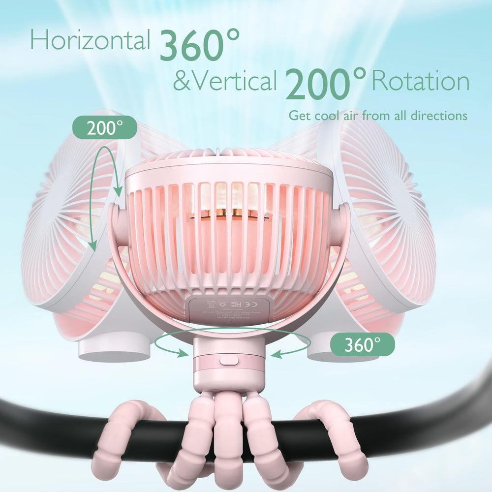 Momcozy portable stroller fan clip-mount enables versatile mounting on strollers or cribs.