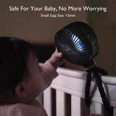 Momcozy stroller fan LED night light provides gentle illumination for night checks.