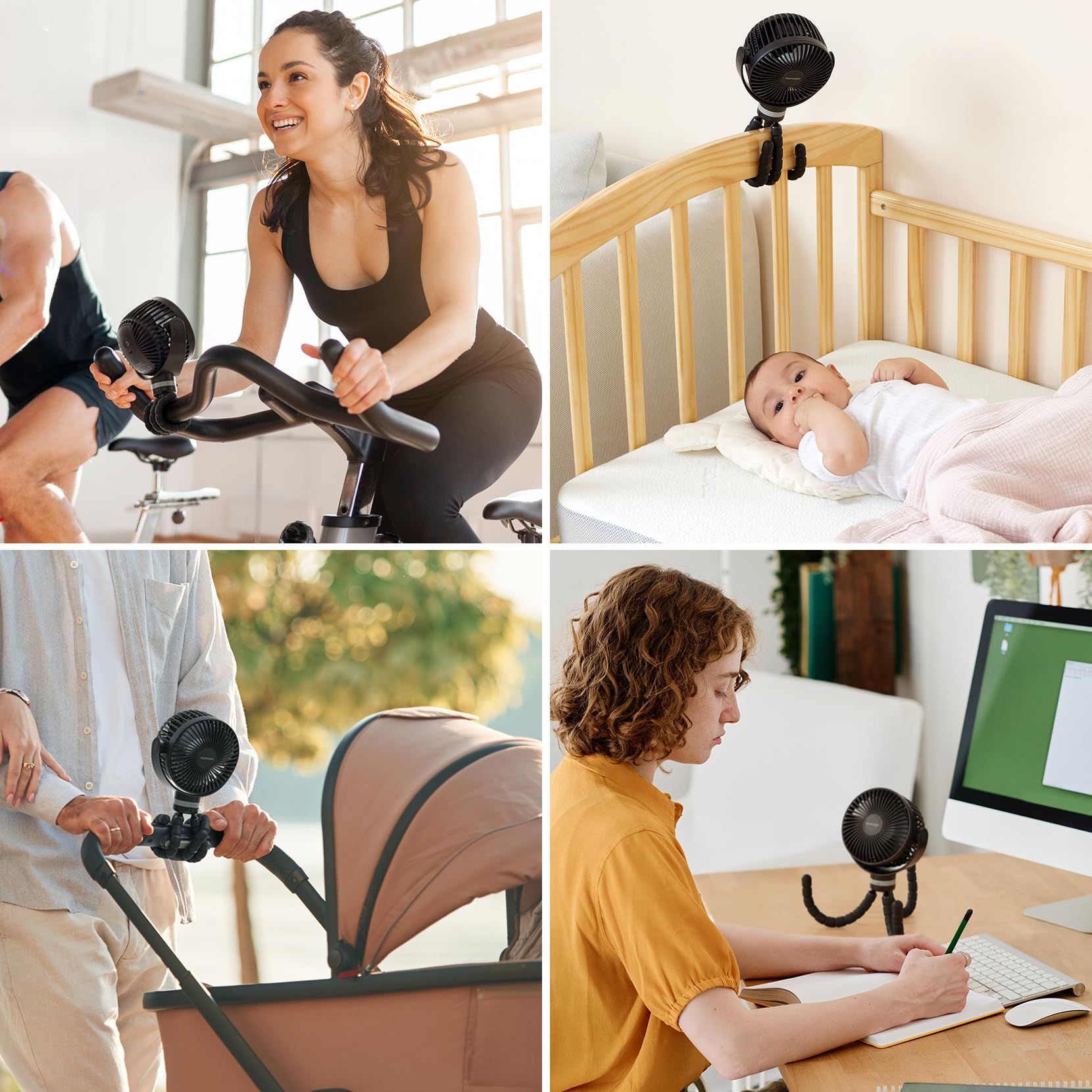 Momcozy fan is ideal for travel, car seats, and bedrooms.
