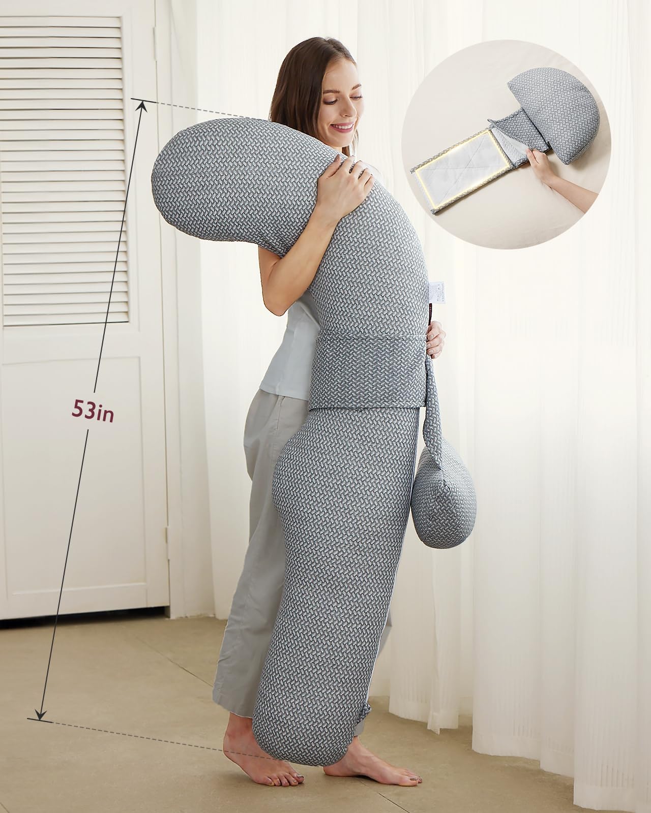 Momcozy pregnancy pillow after birth bottle-feeding support in bed