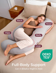 Momcozy pillow removable jersey cover shown for easy washing and soft touch
