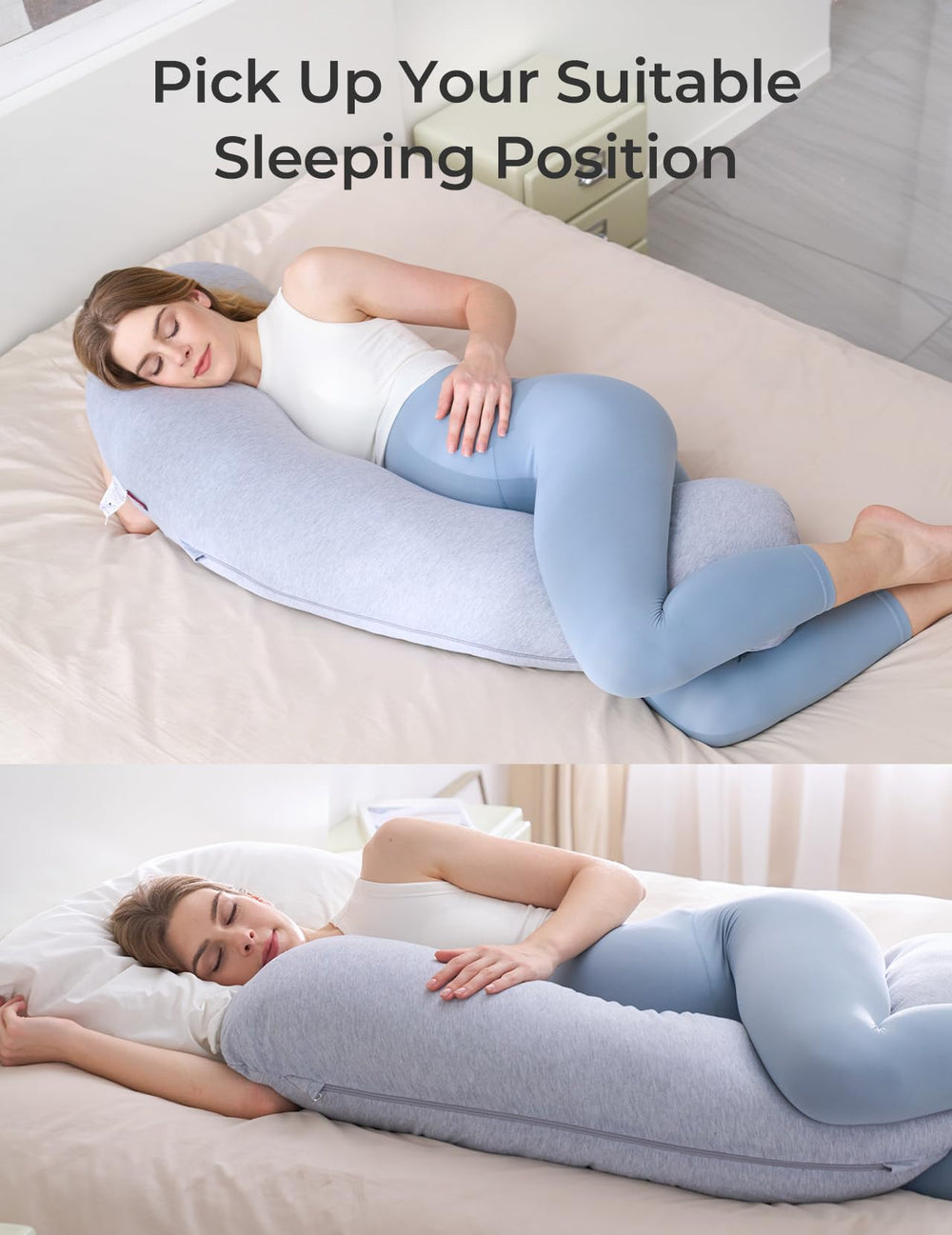 Momcozy full-body pillow with washable jersey cover stays soft after washing.