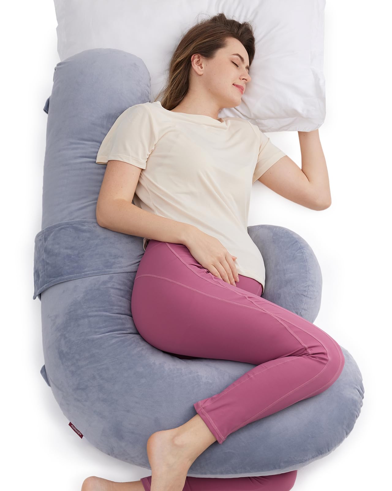 Momcozy original F-shaped pillow with full-body support for side sleepers