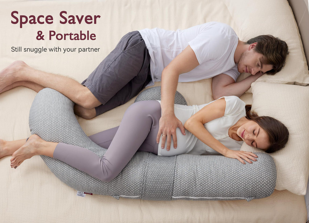 Momcozy pregnancy pillow reading and TV support for comfy lounging
