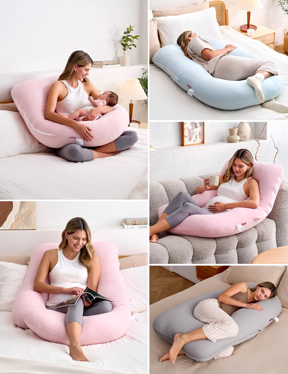 Momcozy pregnancy pillow soft cover knit cotton close-up highlights breathable, gentle fabric